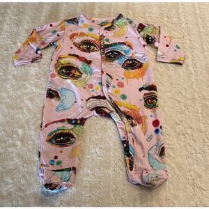 Romance Was Born Baby Eyeconic Outfit Print Rainbow Footie Artsy Pajama Art RARE